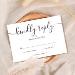 Elegant Script Black and White Wedding RSVP Card<br><div class="desc">A simple elegant black and white signature script RSVP card with your details set in chic typography. Designed by Thisisnotme©</div>