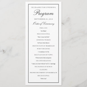 Elegant Script Black Border Wedding Program Programme