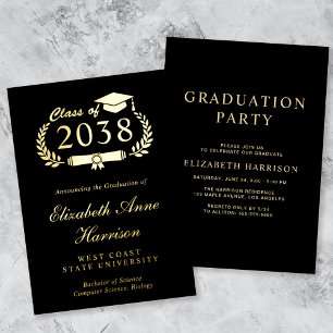 Elegant Script Black College Graduation Party