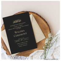 Elegant Script Black Gold Muslim Walima Ceremony