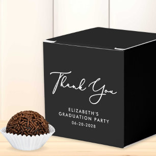 Elegant Script Black Graduation Party Thank You Favour Box