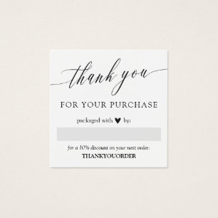 Elegant Script Black Heart Thank You For Order