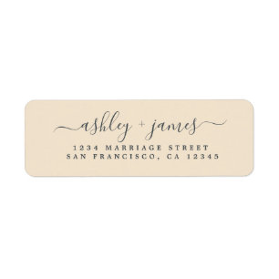Elegant Script Black Ivory Wedding Return Address