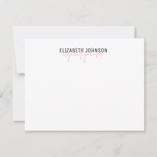 Elegant Script Black Pink Name Classic Card (Front)