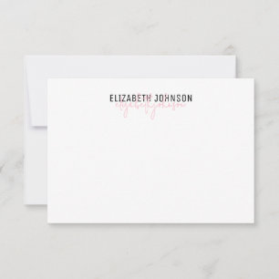 Elegant Script Black Pink Name Classic Card