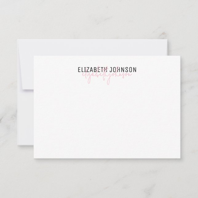 Elegant Script Black Pink Name Classic Card (Front)