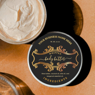 Elegant Script Black Vintage Body Butter Labels