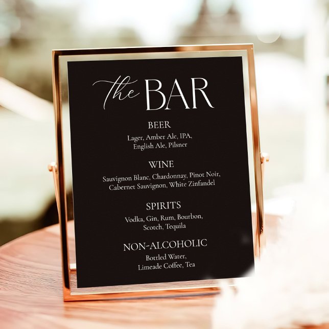 Elegant Script Black Wedding Bar Poster (Creator Uploaded)