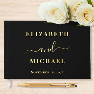 Elegant Script Black Wedding Guest Book