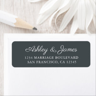 Elegant Script Black Wedding Return Address