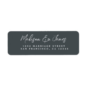 Elegant Script Black Wedding Return Address