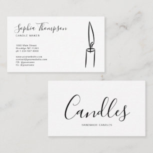 Elegant Script Black White Handmade Candle Maker Business Card