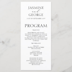 Elegant Script Black & White Modern Wedding Programme