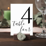 Elegant Script Black & White Reception Table Card<br><div class="desc">Add a polished and cohesive touch to your reception décor with this minimalist wedding table number sign. Featuring a bold modern numeral paired with elegant handwritten-style script, this design blends contemporary simplicity with timeless sophistication. The clean black and white layout creates a refined look that complements a wide range of...</div>