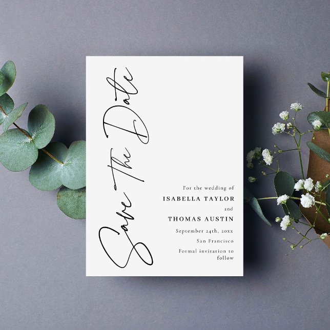 Elegant Script Black White Save the Date (Creator Uploaded)