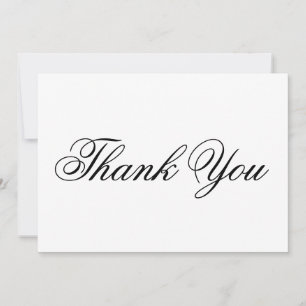 Elegant script black white Thank You note card