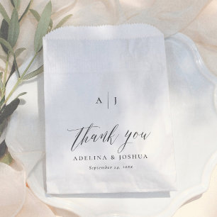 Elegant Script Black & White Thank You Wedding Favour Bags