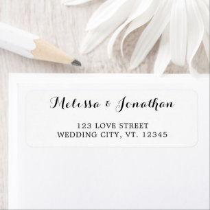 Elegant Script Black White Wedding Address Label