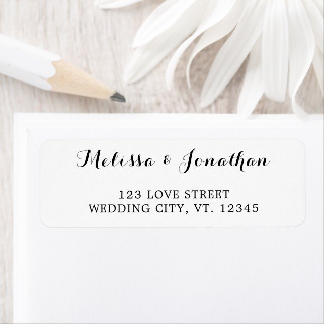 Elegant Script Black White Wedding Address Label (Insitu)