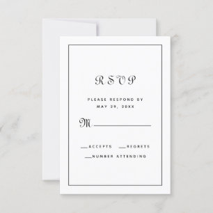 Elegant Script Black & White Wedding Enclosure RSVP Card