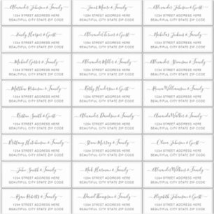 Elegant Script Black White Wedding Guest Address 