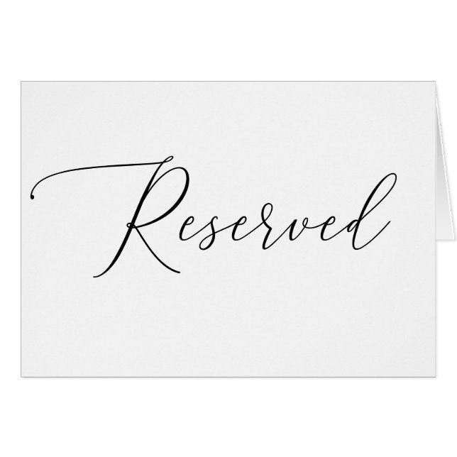 Elegant Script Black & White Wedding Reserved Sign (Front Horizontal)