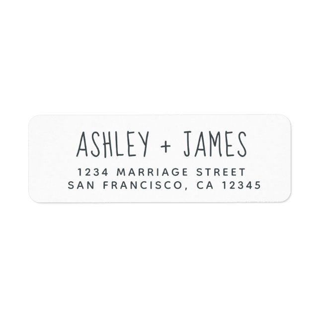 Elegant Script Black White Wedding Return Address  (Front)