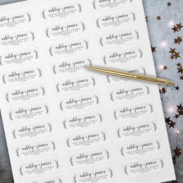 Elegant Script Black White Wedding Return Address  (Creator Uploaded)