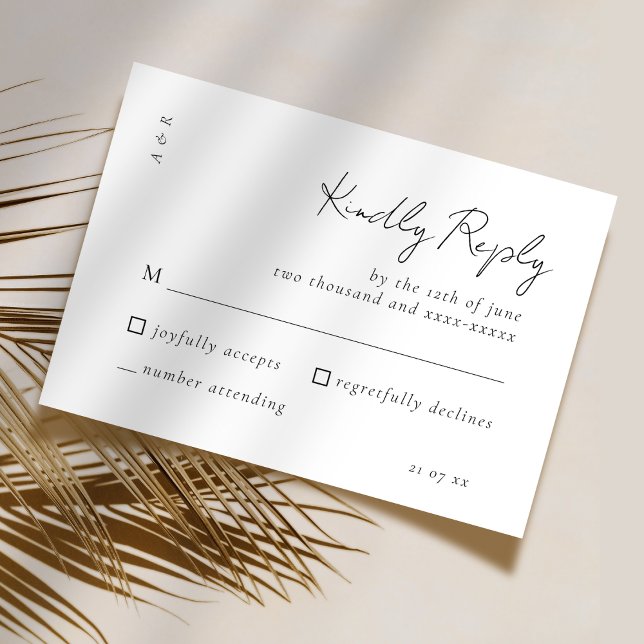 Elegant Script Black White Wedding Simple RSVP Card (Creator Uploaded)
