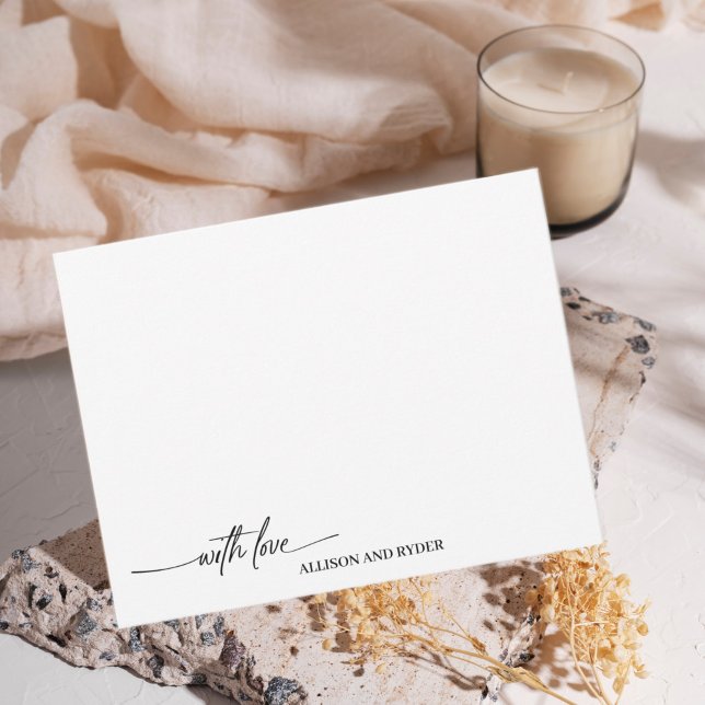 Elegant Script Black White With Love Thank You Card (Creator Uploaded)