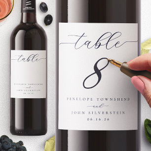 Elegant Script Blank Table Number Wedding Wine Label