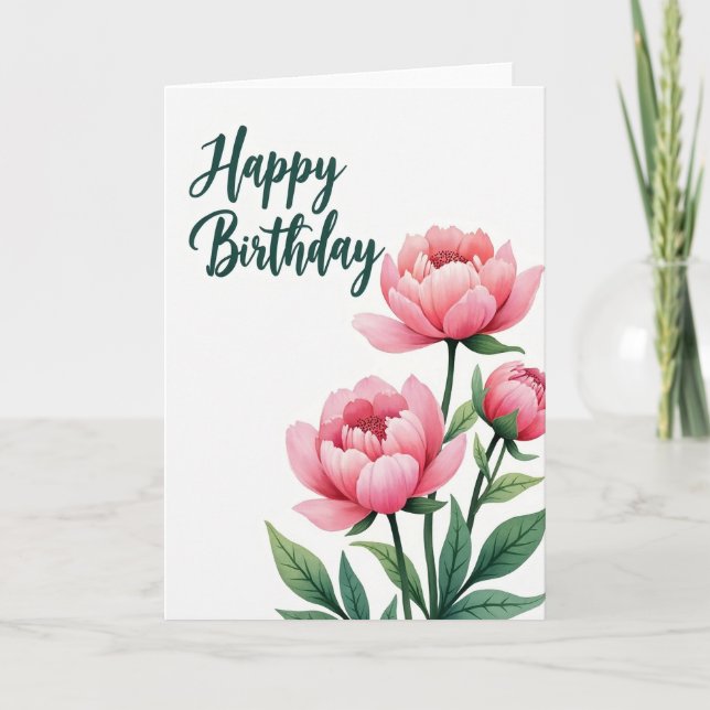 Elegant Script Blossom Card (Front)