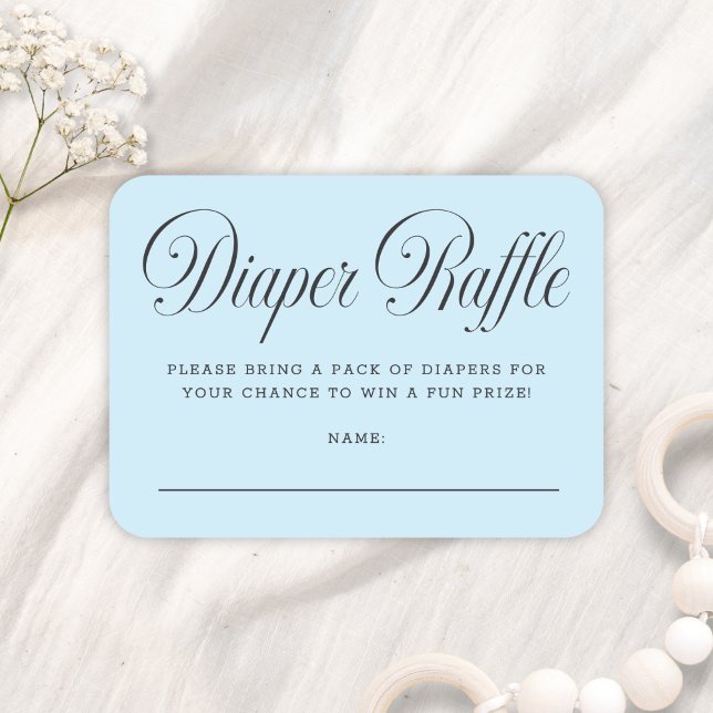 Elegant Script Blue Boyl Baby Shower Diaper Raffle Enclosure Card (Creator Uploaded)
