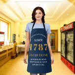 Elegant Script Blue Gold Baking<br><div class="desc">Create something unique with the Elegant Script Blue Gold Baking Apron from Zazzle. This personalised apron is the perfect way to celebrate baking skills. Personalise it with the name and the year for a one-of-a-kind look. Whether they are great at baking some scrumptious treats in the kitchen or having a...</div>