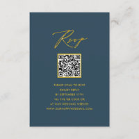 Elegant Script Blue Minimalist QR Wedding RSVP