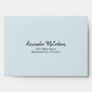 Elegant Script Blue Return Address Mailing Envelope