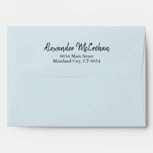 Elegant Script Blue Return Address Mailing Envelope