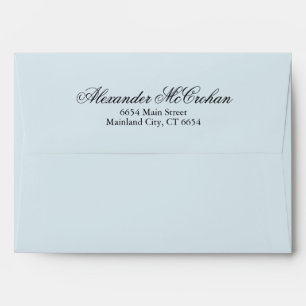 Elegant Script Blue Return Address Mailing Envelope