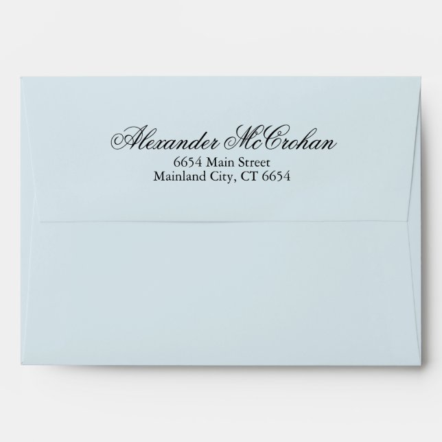 Elegant Script Blue Return Address Mailing Envelope (Back (Top Flap))