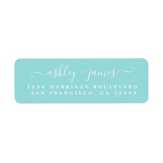 Elegant Script Blue Wedding Return Address (Front)