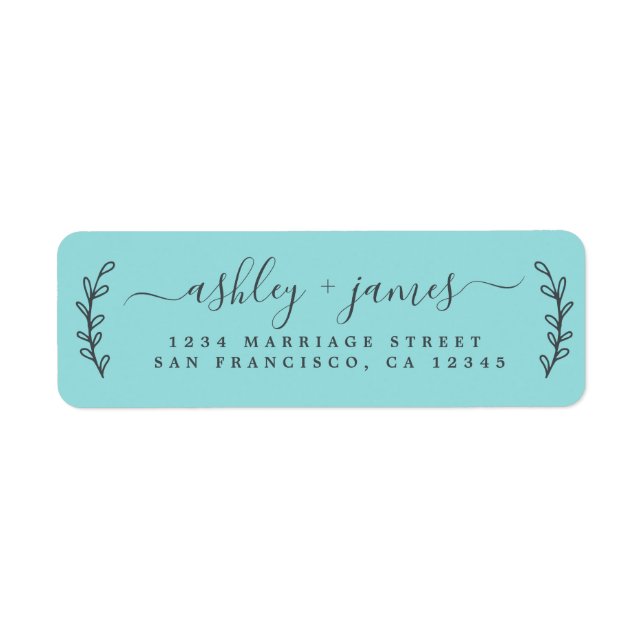 Elegant Script Blue Wedding Return Address (Front)