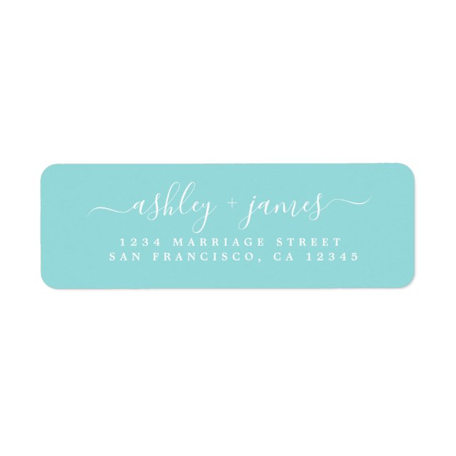 Elegant Script Blue Wedding Return Address (Front)