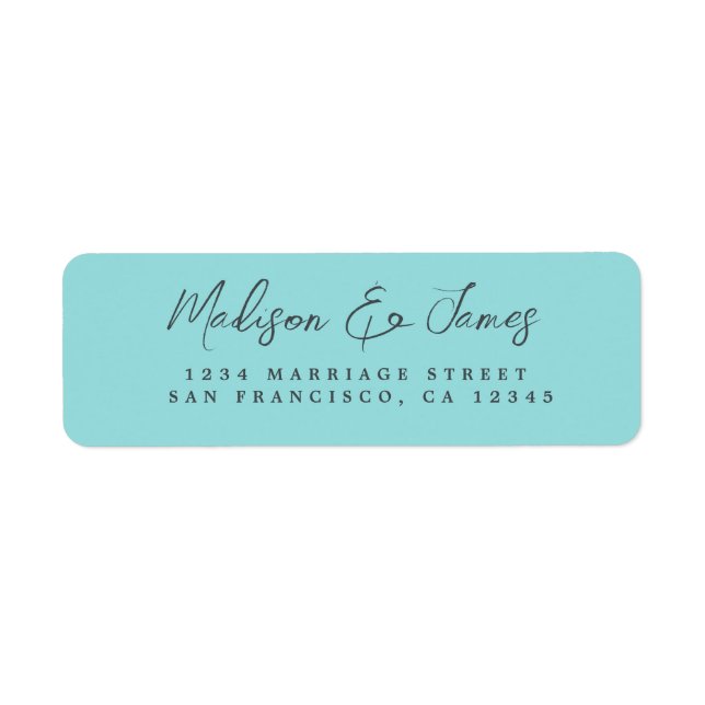 Elegant Script Blue Wedding Return Address (Front)
