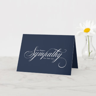 Elegant Script Blue White Condolence Sympathy Card