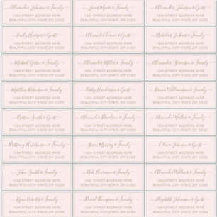 Elegant Script Blush Gold Wedding Guest Address