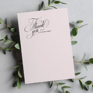 Elegant script blush pink baby shower thank you card