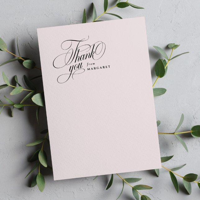 Elegant script blush pink baby shower thank you card (Creator Uploaded)