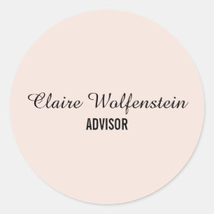 Elegant Script Blush Pink Business Classic Round Sticker