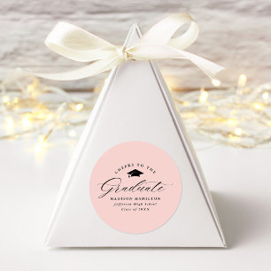 Elegant Script Blush Pink Cheers to the Graduate Classic Round Sticker
