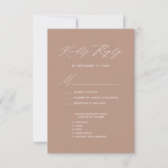 Elegant Script Blush Pink Minimalist Wedding RSVP (Front)